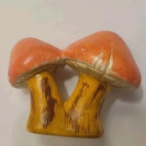 Vintage 70s Mushroom Chalkware Figurine Statue Ceramic Cottagecore MCM Art Deco